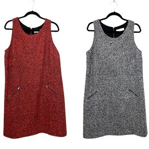 SET OF 2 Ann Taylor LOFT Women's Size 14 Tweed Sleeveless Shift Dress